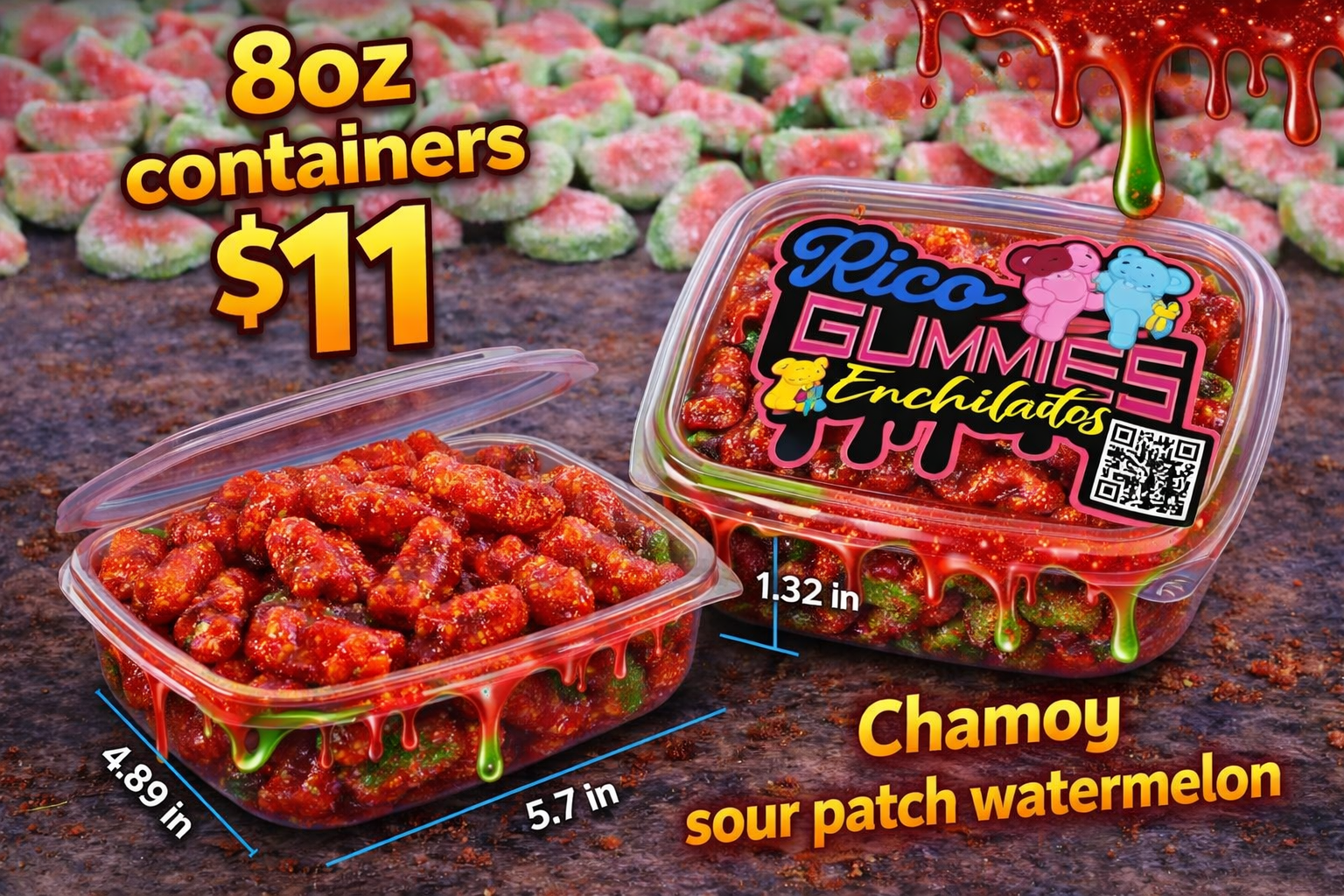 8oz - Chamoy Sour patch watermelon
