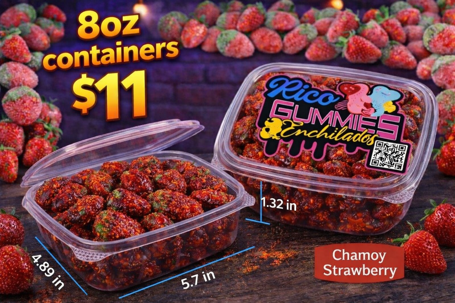 8oz- Chamoy strawberry -Container