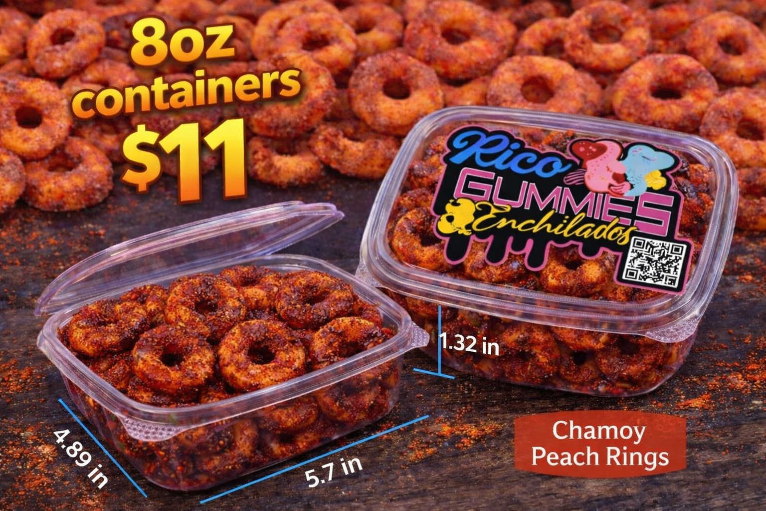 8oz - Chamoy Peach Rings