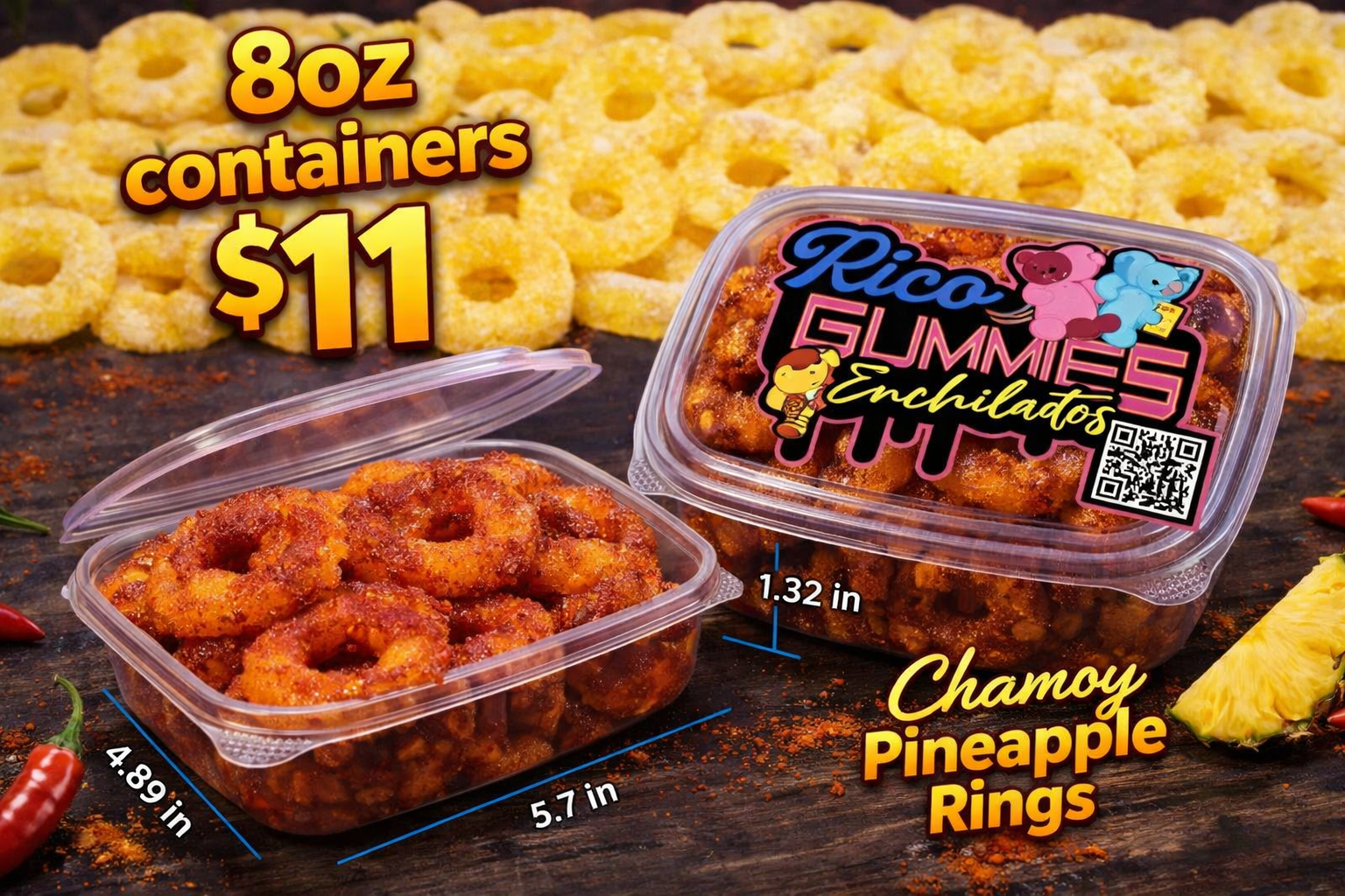 8oz -Pineapple Rings